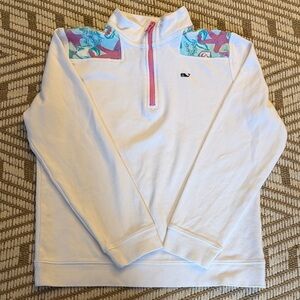 Vineyard Vines White 1/4 zip size 14